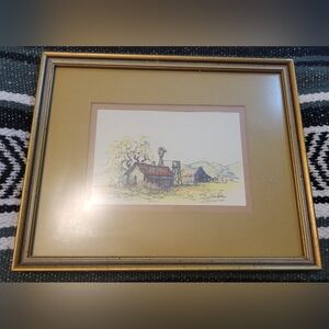 Watercolor Landscape Painting Signed Home Wall Decor Art Framed